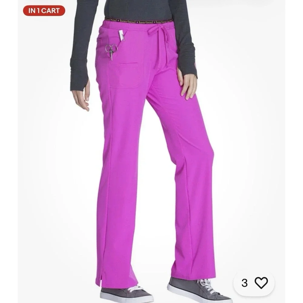 HeartSoul Glam Fuchsia Scrubs Heart Breaker Low Rise Large Pants 20110 NEW!